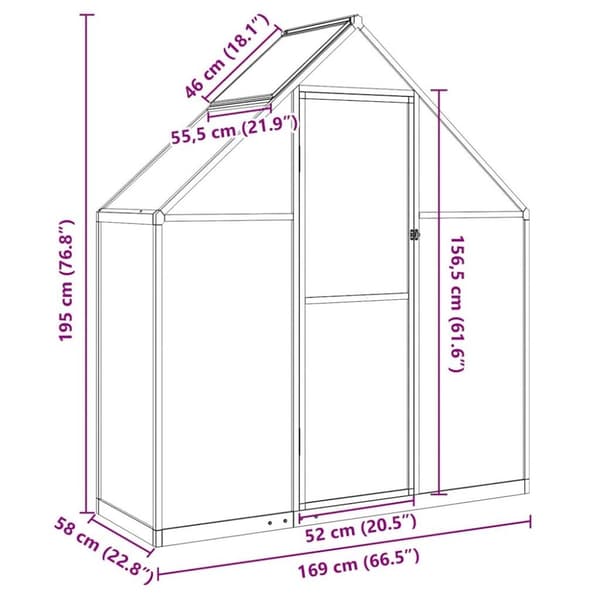 vidaXL drivhus med fundamentramme 169x58x195 cm aluminium grøn