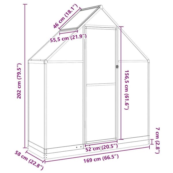 vidaXL Växthus med ram grön 169x58x202 cm aluminium