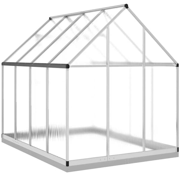 vidaXL drivhus med fundamentramme 224x169x202 cm aluminium sølvfarvet