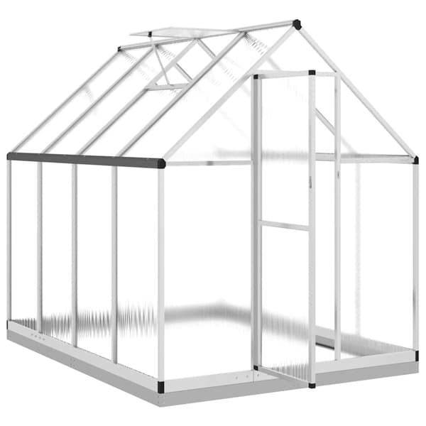 vidaXL drivhus med fundamentramme 224x169x202 cm aluminium sølvfarvet