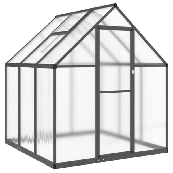vidaXL drivhus med fundamentramme 169x169x195 cm aluminium antracitgrå