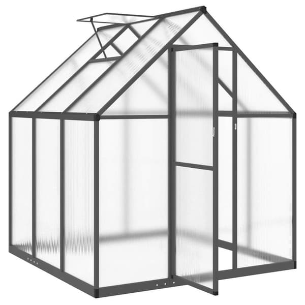 vidaXL drivhus med fundamentramme 169x169x195 cm aluminium antracitgrå