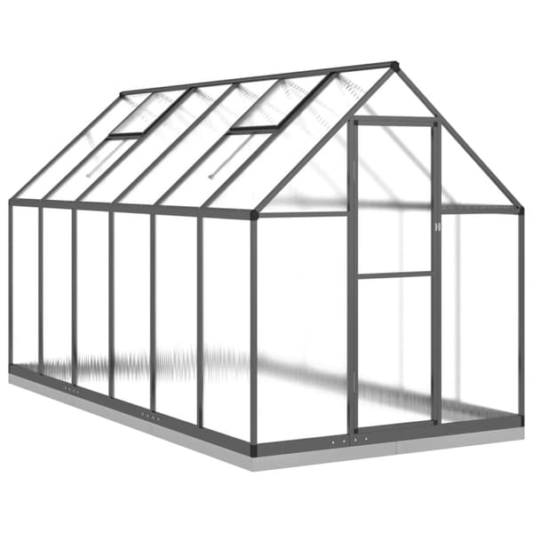 vidaXL drivhus med fundamentramme 334x169x202 cm aluminium antracitgrå