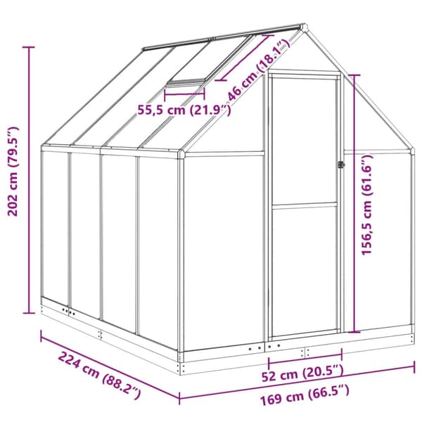 vidaXL Växthus med ram antracit 224x169x202 cm aluminium