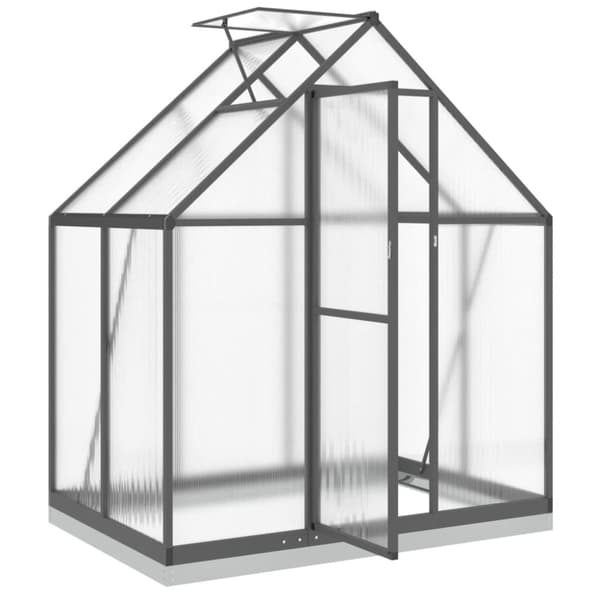 vidaXL drivhus med fundamentramme 169x114x202 cm aluminium antracitgrå