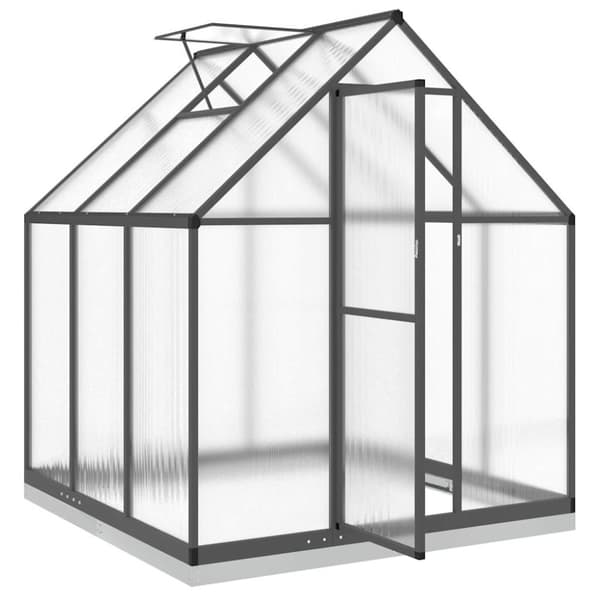 vidaXL drivhus med fundamentramme 169x169x202 cm aluminium antracitgrå