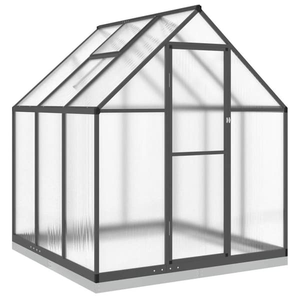 vidaXL drivhus med fundamentramme 169x169x202 cm aluminium antracitgrå