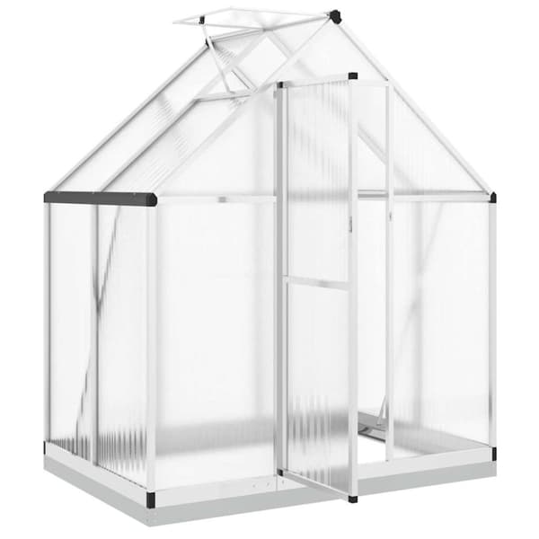 vidaXL drivhus med fundamentramme 169x114x202 cm aluminium sølvfarvet