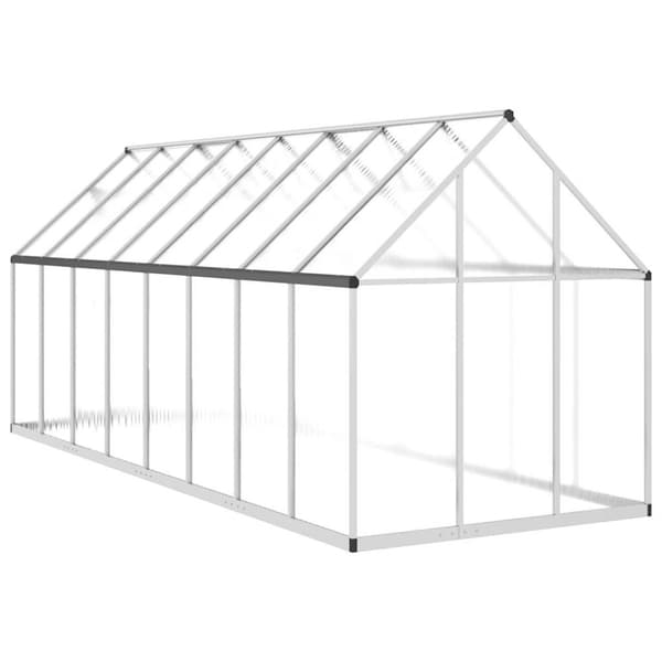 vidaXL Kasvihuone pohjarungolla hopea 445x169x195 cm alumiini