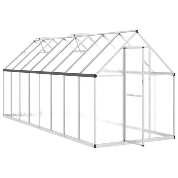 vidaXL Kasvihuone pohjarungolla hopea 445x169x195 cm alumiini