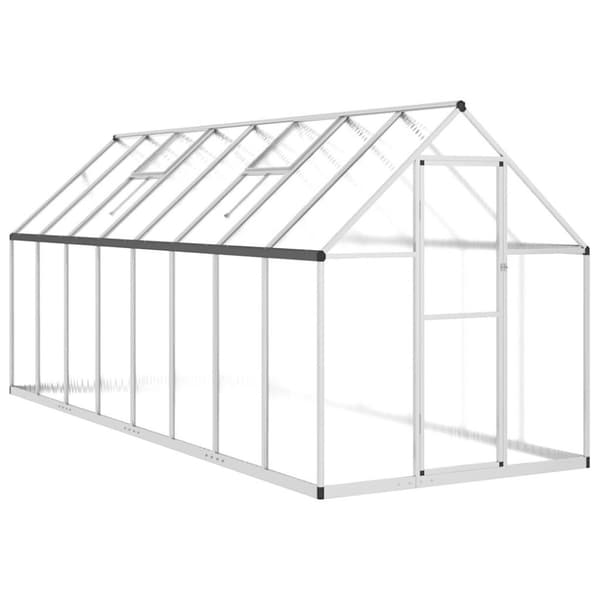 vidaXL Kasvihuone pohjarungolla hopea 445x169x195 cm alumiini