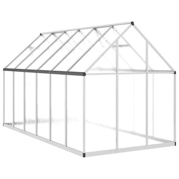 vidaXL drivhus med fundamentramme 334x169x195 cm aluminium sølvfarvet