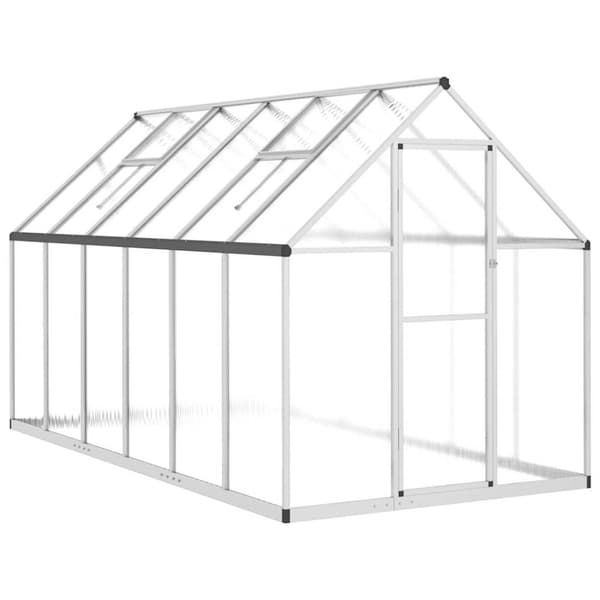 vidaXL drivhus med fundamentramme 334x169x195 cm aluminium sølvfarvet
