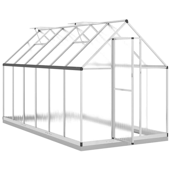 vidaXL Kasvihuone pohjarungolla hopea 334x169x202 cm alumiini