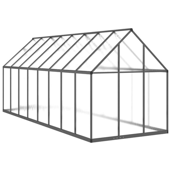 vidaXL drivhus med fundamentramme 445x169x195 cm aluminium antracitgrå