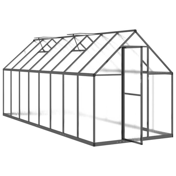 vidaXL drivhus med fundamentramme 445x169x195 cm aluminium antracitgrå