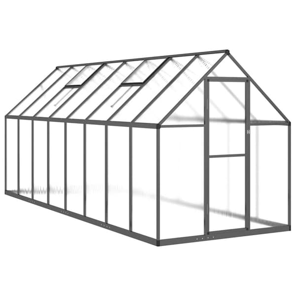 vidaXL drivhus med fundamentramme 445x169x195 cm aluminium antracitgrå