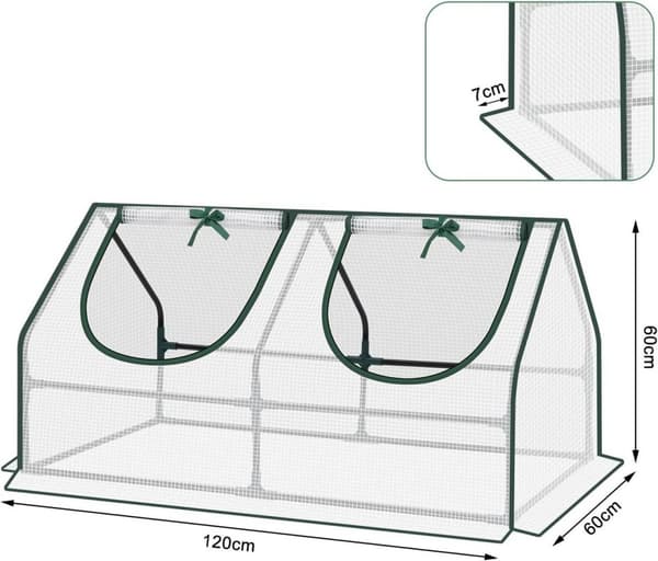 Rootz Foil Greenhouse - Puutarhasuoja - Mini Plant House - Teräsrunko - Vedenpitävä kalvo - 120cm x 60cm x 60cm