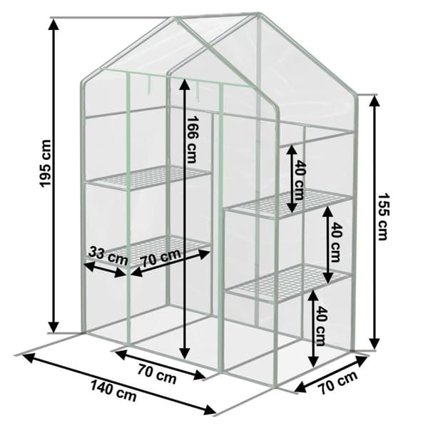 Drivhus to hylder 140 x 71 x 195 cm Plonos 4922