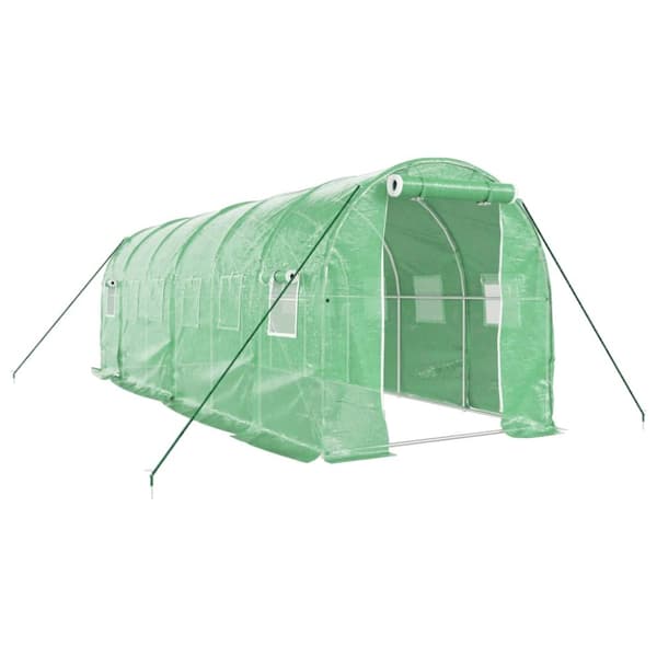 Växthus med stålram grön 12 m² 6x2x2 m