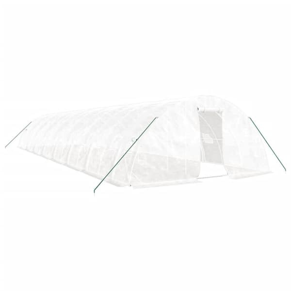 Växthus med stålram vit 80 m² 16x5x2,3 m