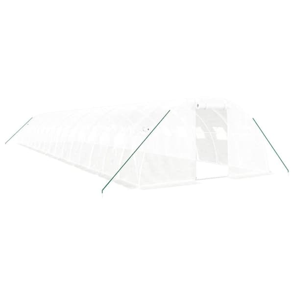 Växthus med stålram vit 64 m² 16x4x2 m