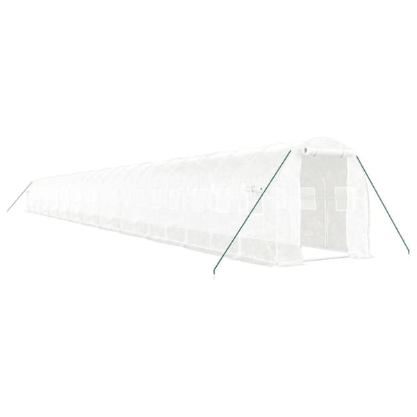 Växthus med stålram vit 48m² 24x2x2 m