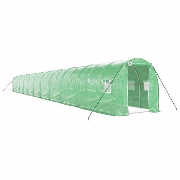 Växthus med stålram grön 44 m² 22x2x2 m