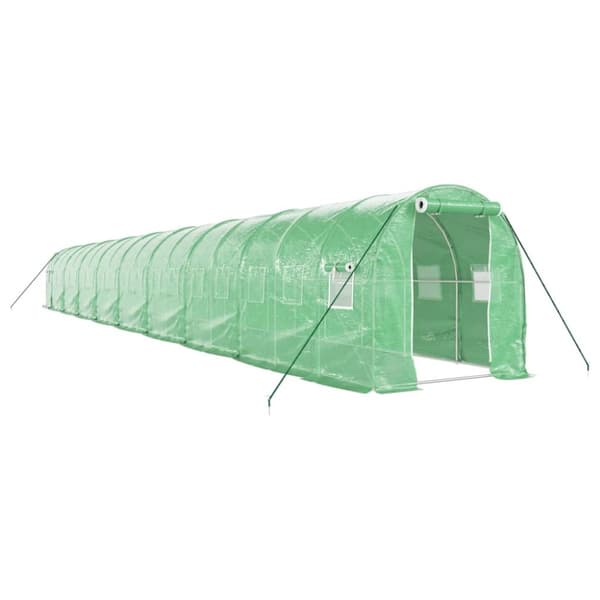 Växthus med stålram grön 36 m² 18x2x2 m
