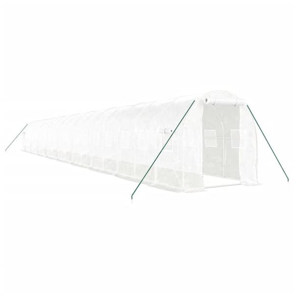 Växthus med stålram vit 36 m² 18x2x2 m