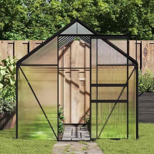 Växthus med basram antracit aluminium 8,17 m²