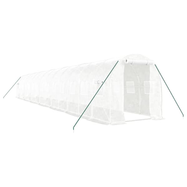 Växthus med stålram vit 28 m² 14x2x2 m