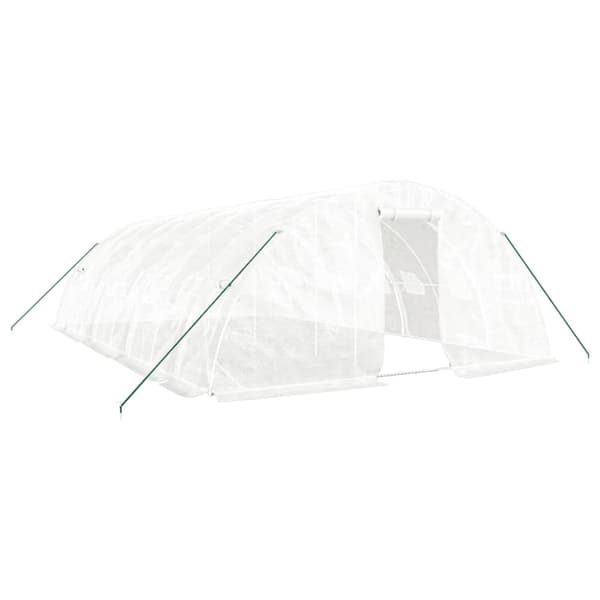 Växthus med stålram vit 40 m² 8x5x2,3 m