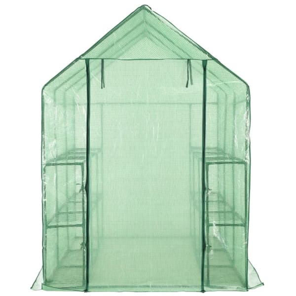 Växthus med 12 hyllor stål 143x214x196 cm