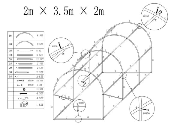 Folietunnel - AUREA havedrivhus 2x3,5 m