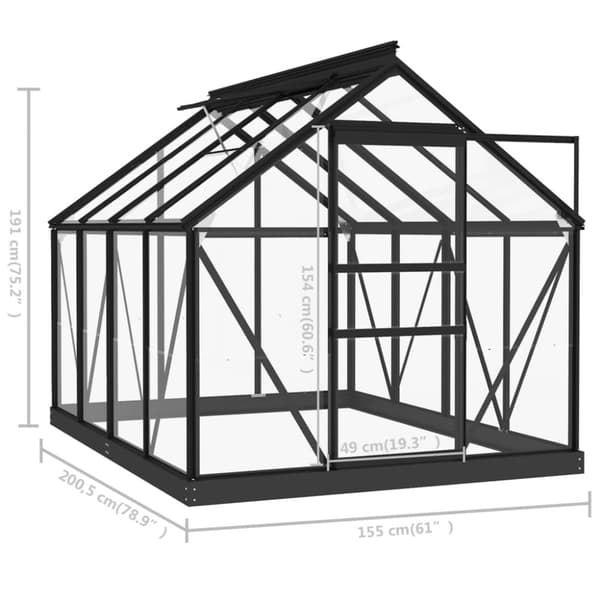 Växthusram antracit 155x103x191 cm aluminium