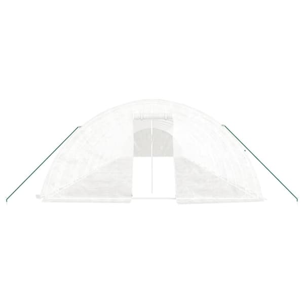 drivhus med stålstel 90 m² 18x5x2,3 m hvid