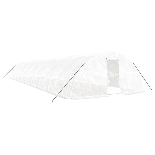 drivhus med stålstel 90 m² 18x5x2,3 m hvid