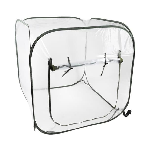 POP UP växthus för trädgård - Suan - 100 x 100 x 100 cm - Transparent - Vit