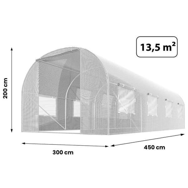 Havetunnelfolie 3x4,5m (13,5m2) hvid Plonos
