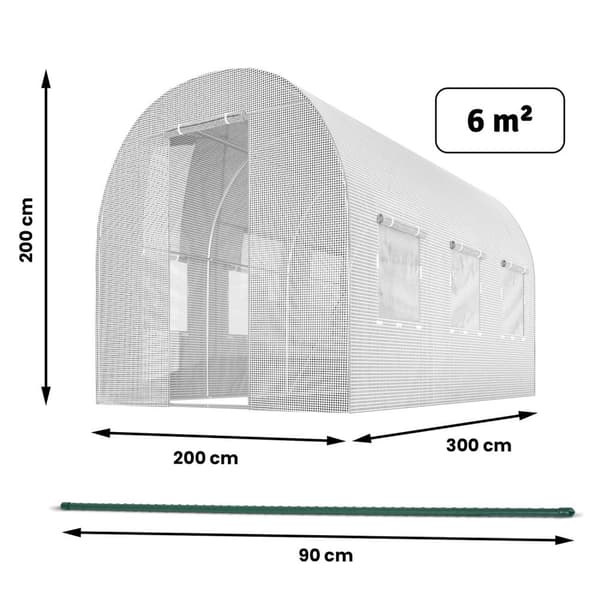 Havetunnel 2 x 3 m (6m2) hvid Plonos