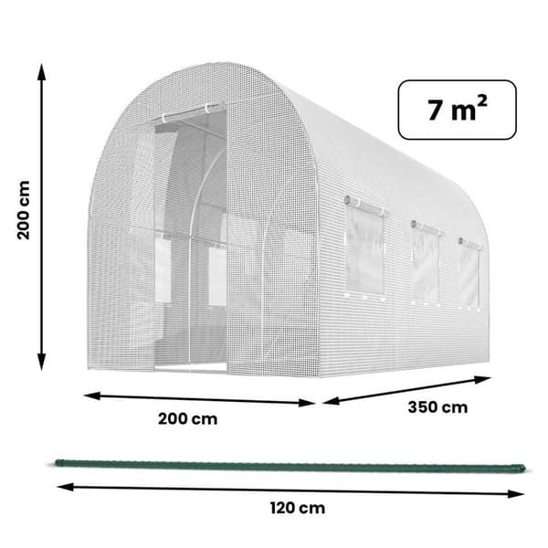 Trädgårdstunnel 2 x 3,5 m (7m2) vit Plonos