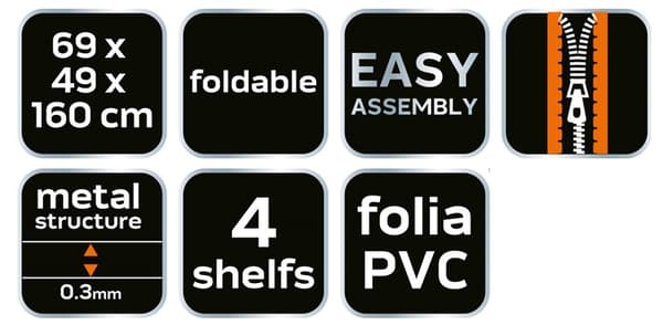 Drivhus 69 x 49 x 160 cm, PVC-folie, metalstruktur