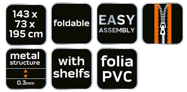 Drivhus 143 x 73 x 195 cm, PVC-folie, metalstruktur
