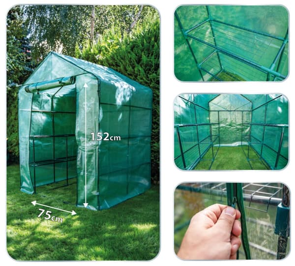 Drivhus 143 x 143 x 195 cm, 135g PE-folie, metalstruktur