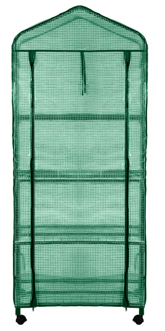 Växthus 69 x 49 x 160 cm, PE-folie, metallstruktur, hjul
