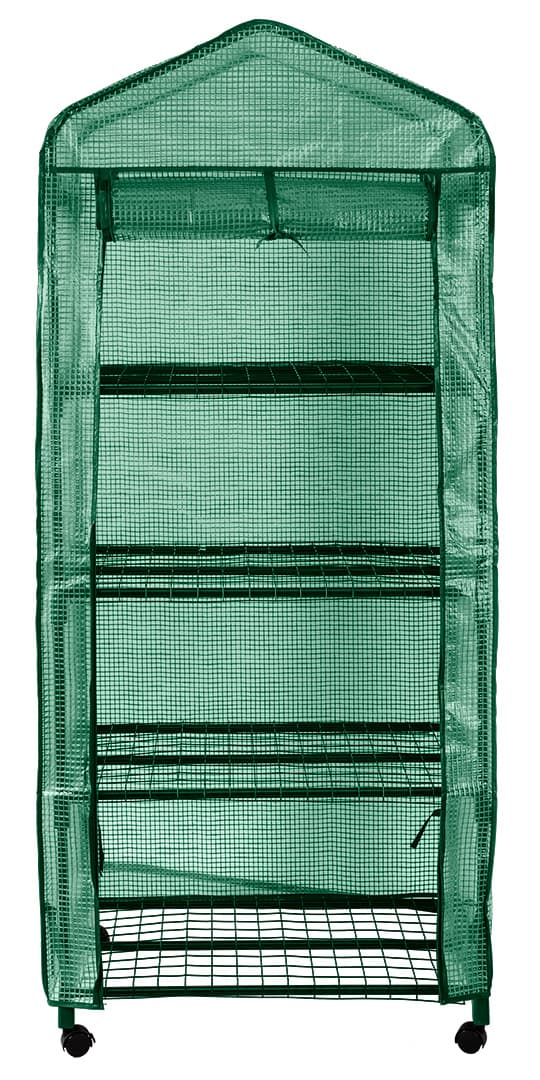 Växthus 69 x 49 x 160 cm, PE-folie, metallstruktur, hjul