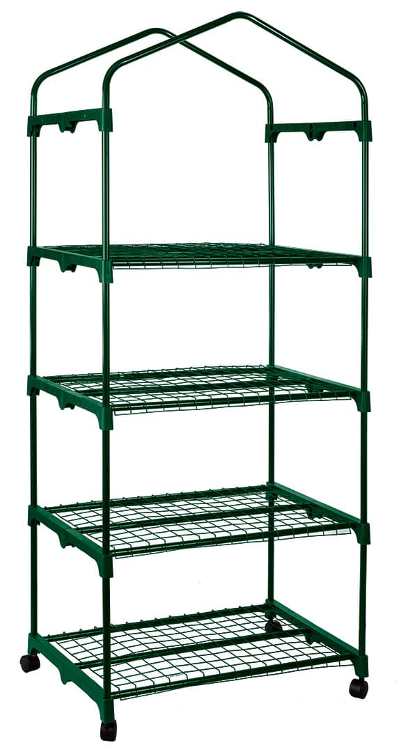 Växthus 69 x 49 x 160 cm, PE-folie, metallstruktur, hjul