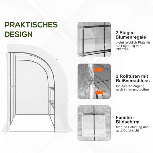 Rootz 3 Tier Greenhouse - Garden Greenhouse - Plant Shelter - UV Resistent - 300 cm x 150 cm x 213 cm
