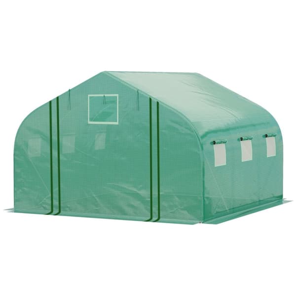 Rootz Garden Greenhouse Tunnel - Plant Shelter - UV Protection - Galvanized Steel - 3,47m x 3m x 2m - 6 Windows & Roll -Up Zipper Door